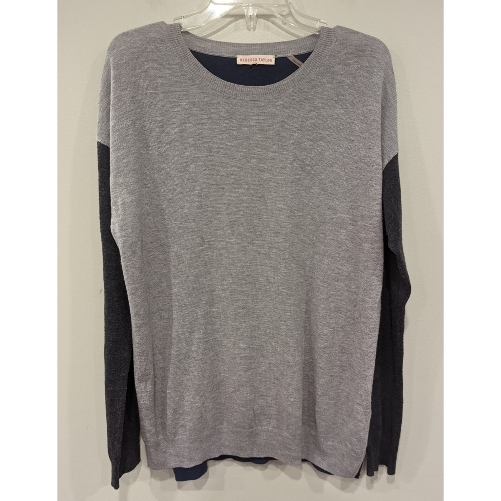 Rebecca Taylor Colorblock Wool Blend Lightweight Sweater Top